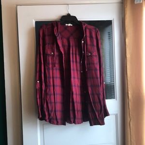 Maroon Button-down Hoodie